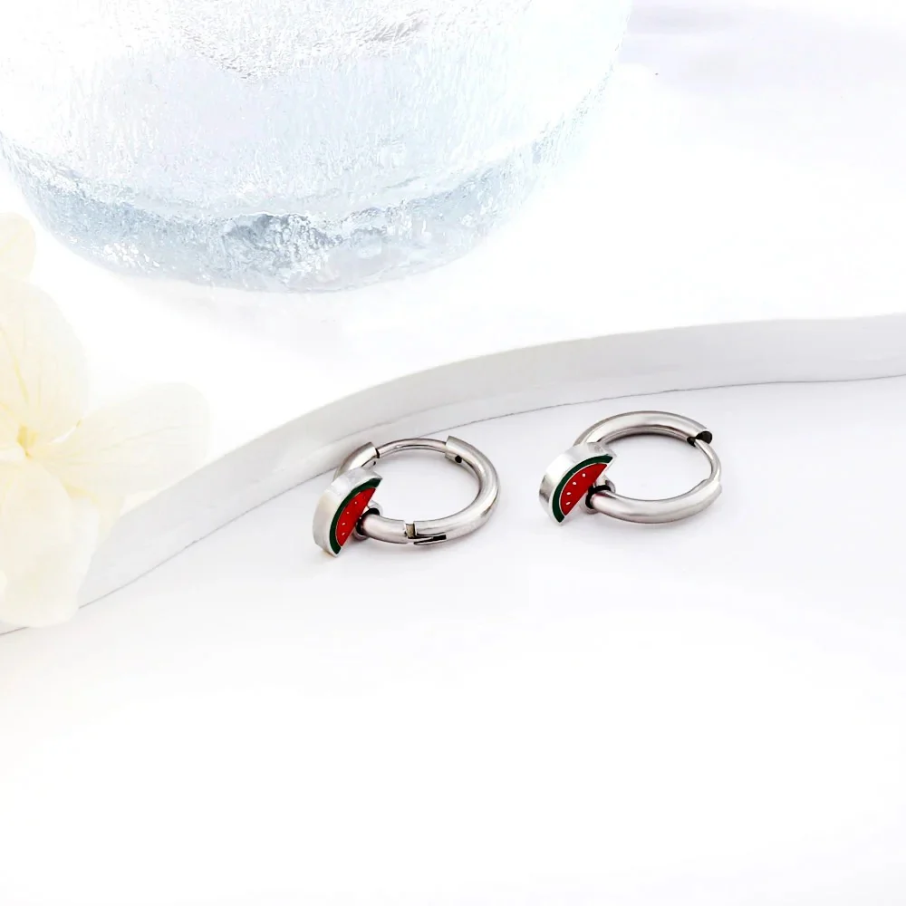 Dainty Watermelon Hoop Earrings - Image 7