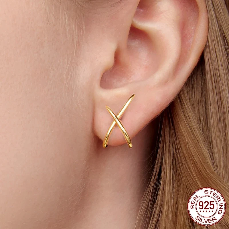 Dainty X Earrings - Image 3