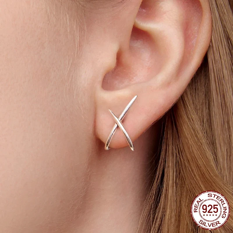 Dainty X Earrings - Image 4