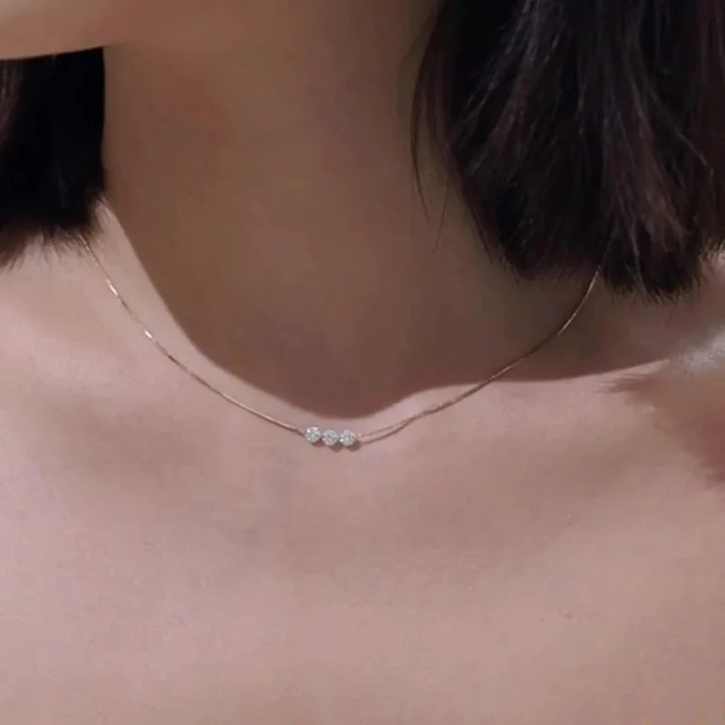 Delicate Three Stone Necklace - Image 2