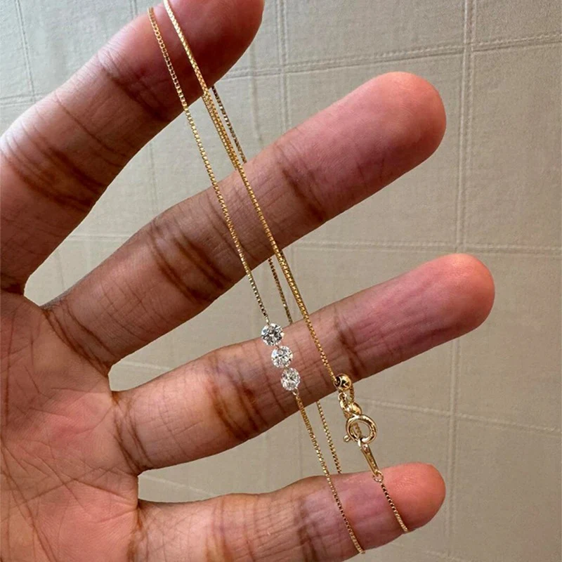 Delicate Three Stone Necklace - Image 3