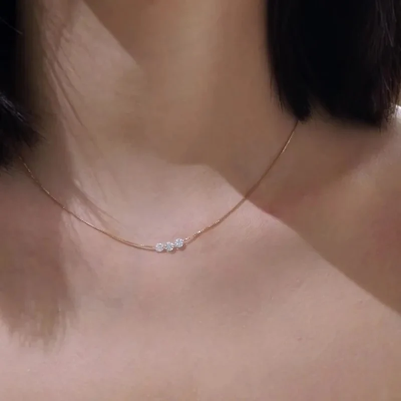 Delicate Three Stone Necklace - Image 4