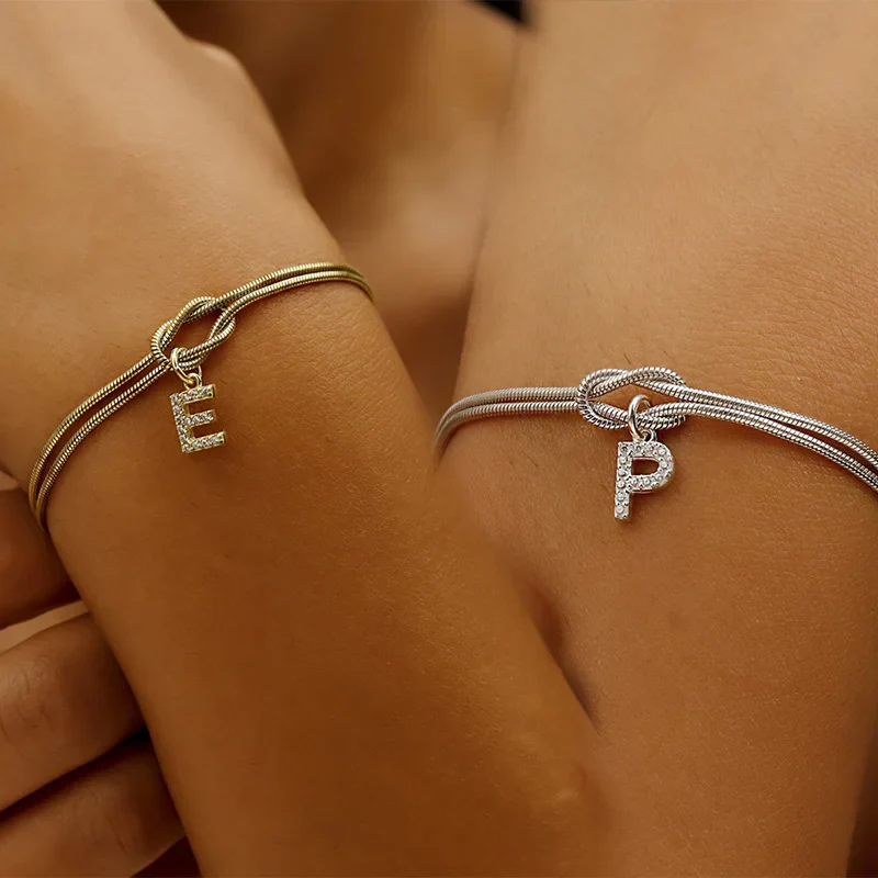 Diamond Letter Love Knot Bracelet - Image 3