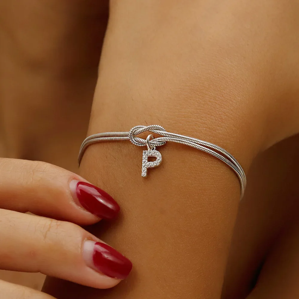 Diamond Letter Love Knot Bracelet - Image 4