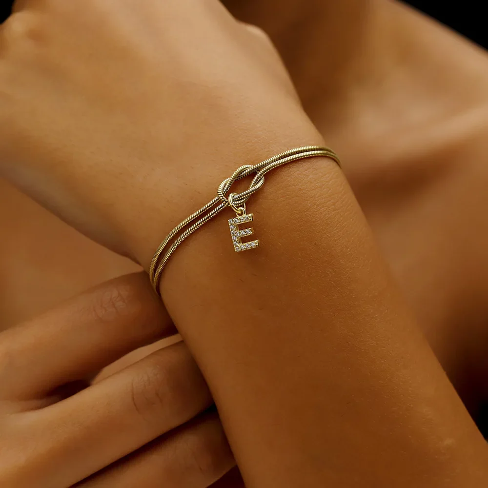 Diamond Letter Love Knot Bracelet - Image 5