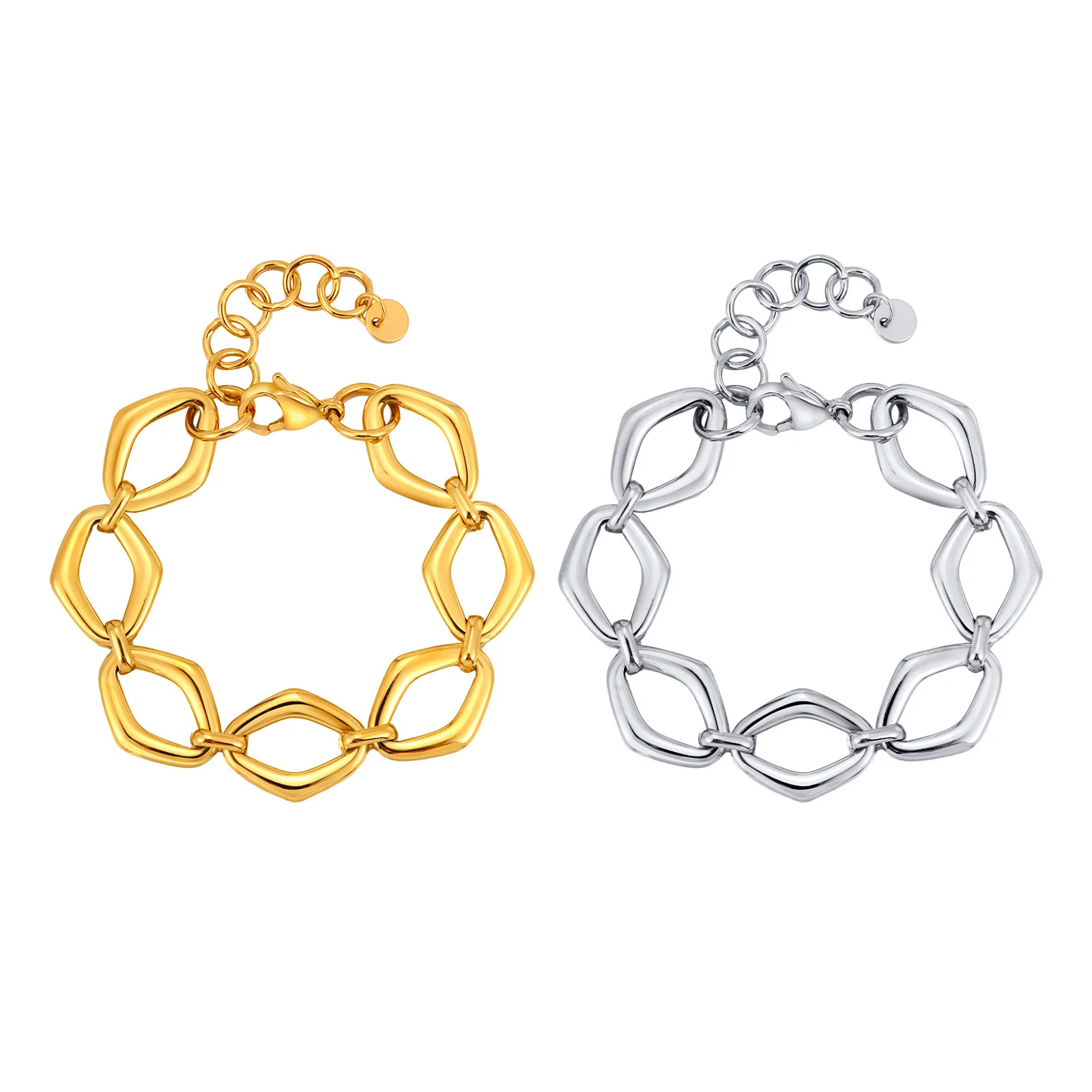 Diamond-Shaped Gold Link Bracelet - Image 4