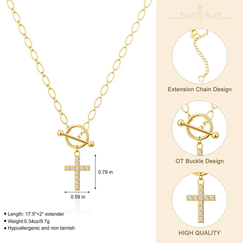 Diamond Toggle Cross Necklace - Image 2