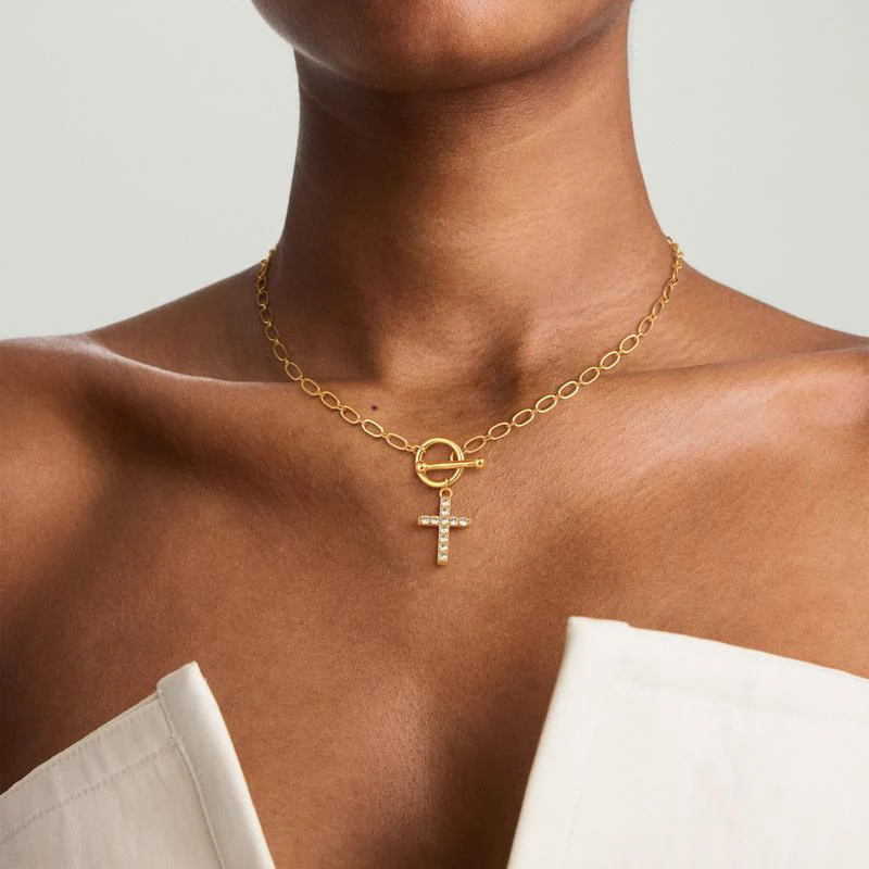Diamond Toggle Cross Necklace - Image 6