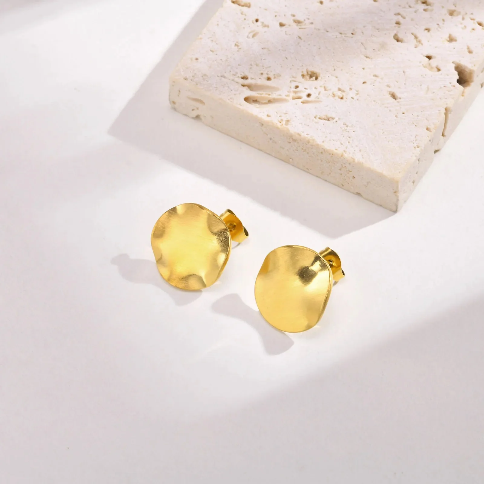 Disc Stud Earrings - Image 3