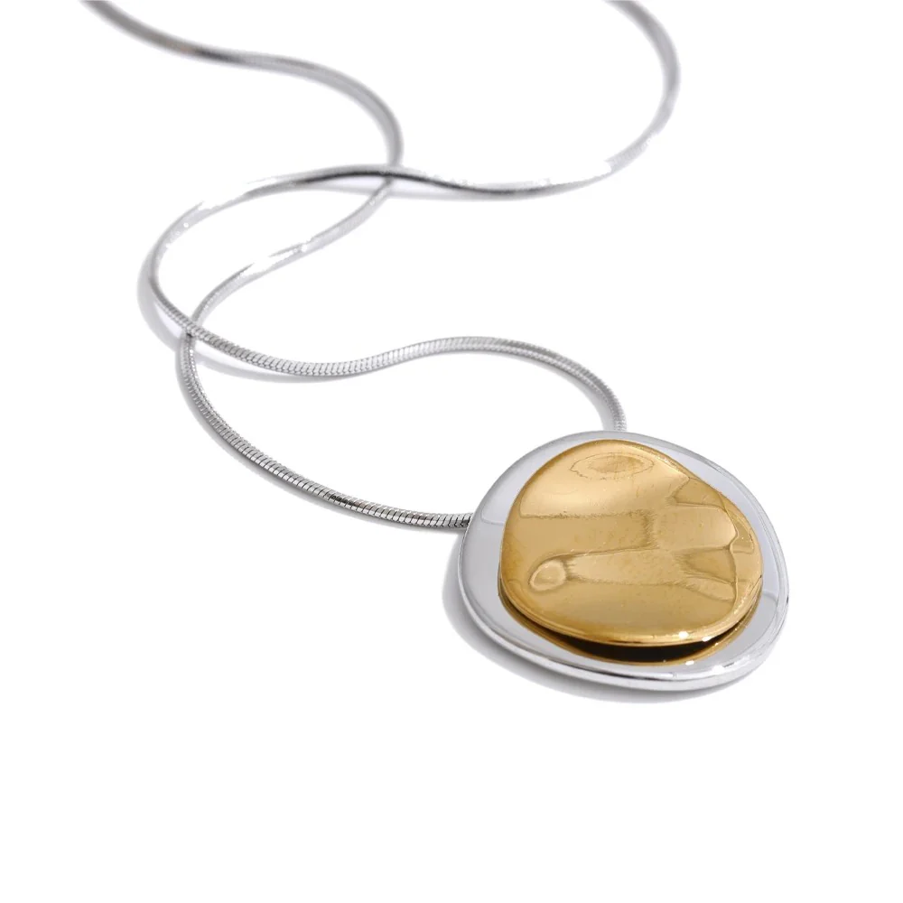 Double Flat Pebble Necklace - Image 3