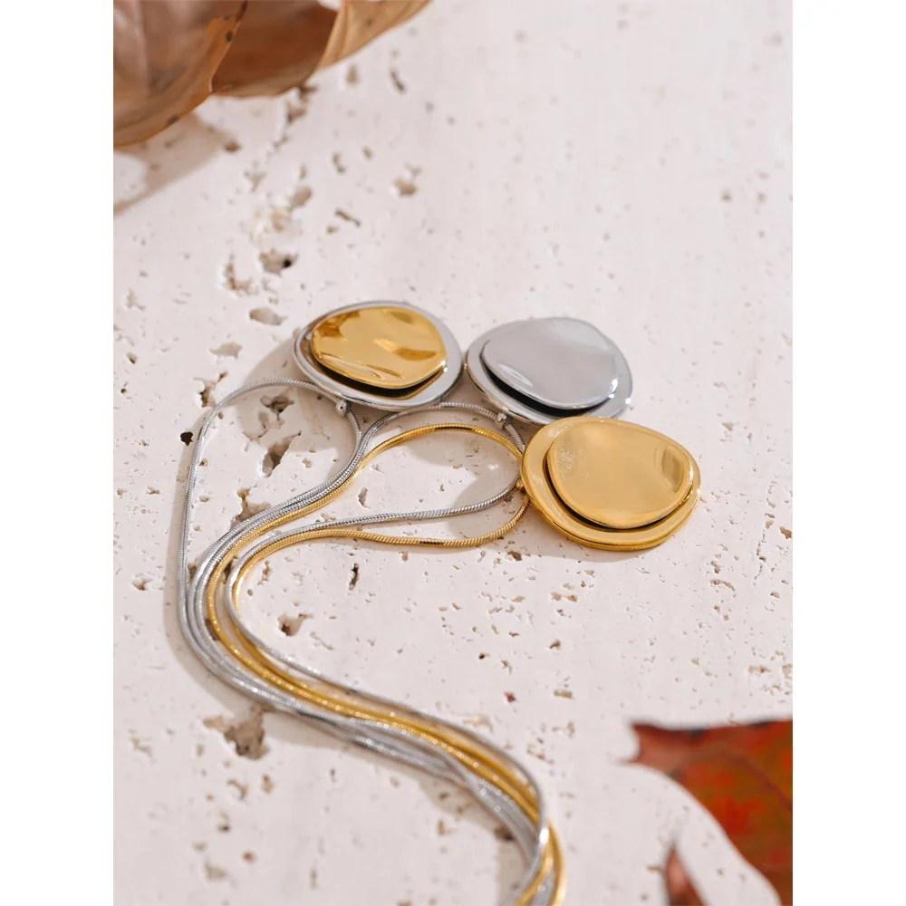 Double Flat Pebble Necklace - Image 5
