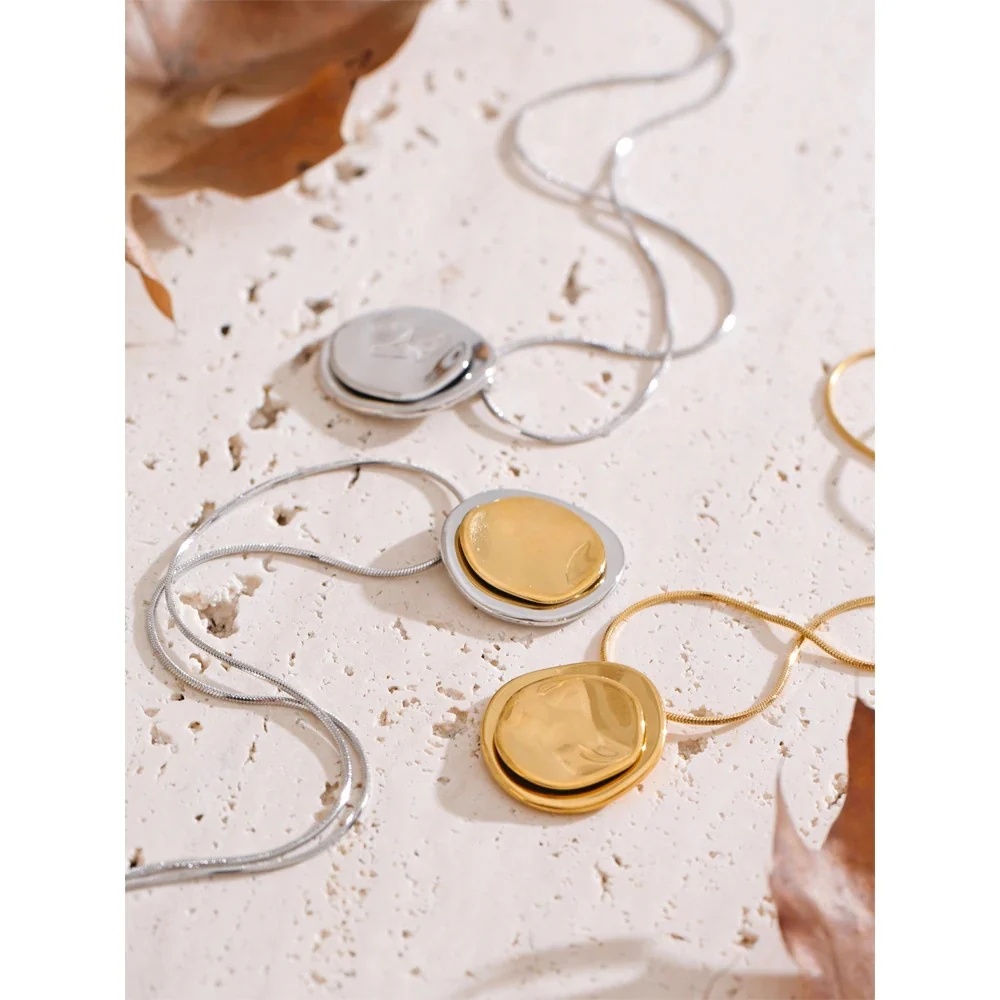 Double Flat Pebble Necklace - Image 6