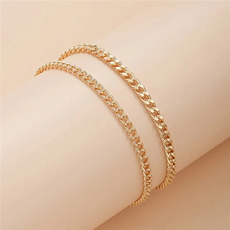 Double Layer Thick & Thin Anklet Set - Image 3