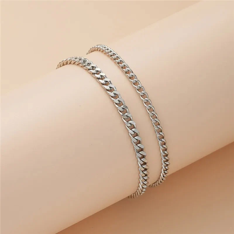 Double Layer Thick & Thin Anklet Set - Image 4