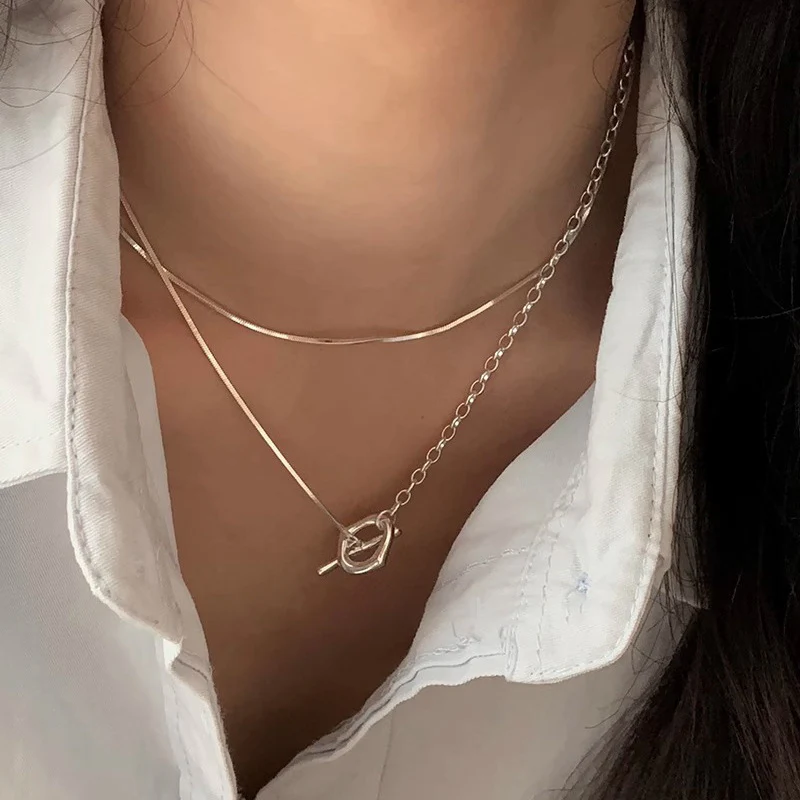 Double Layer Toggle Clasp Chain Necklace