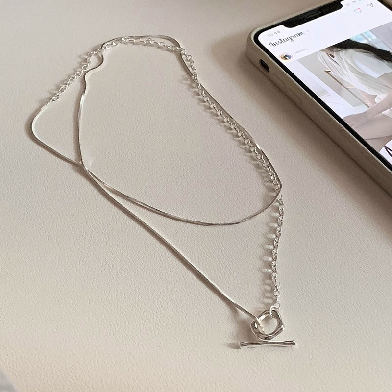Double Layer Toggle Clasp Chain Necklace - Image 3