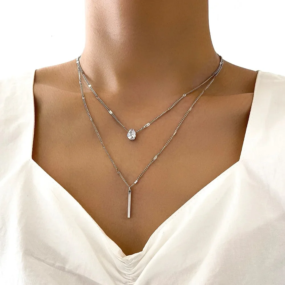 Double Layered Bar Necklace - Image 2