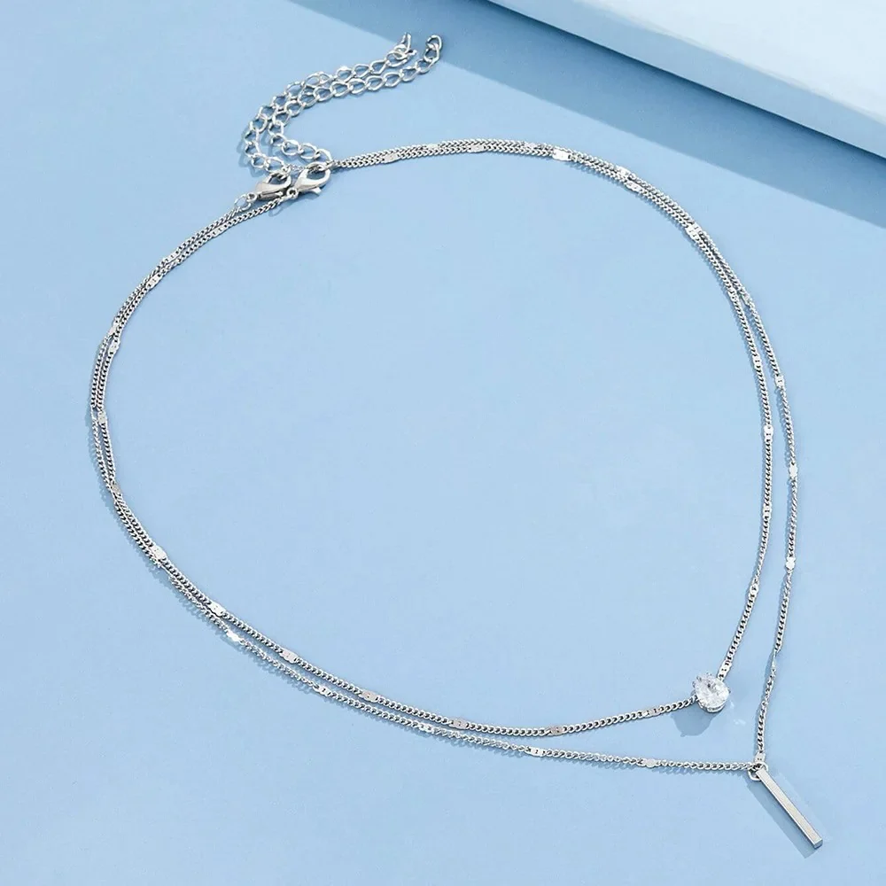 Double Layered Bar Necklace - Image 4
