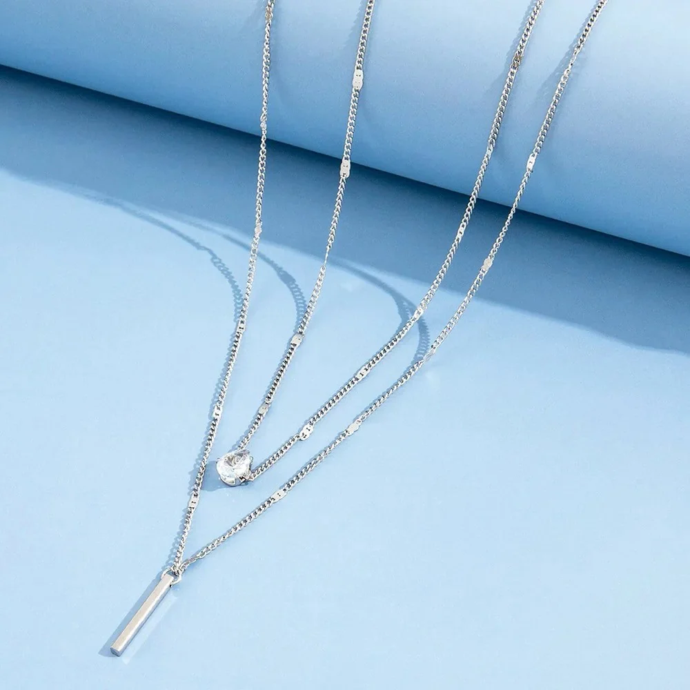 Double Layered Bar Necklace - Image 5