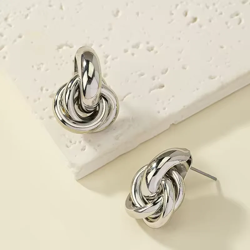 Double Ring Stud Earrings - Image 2