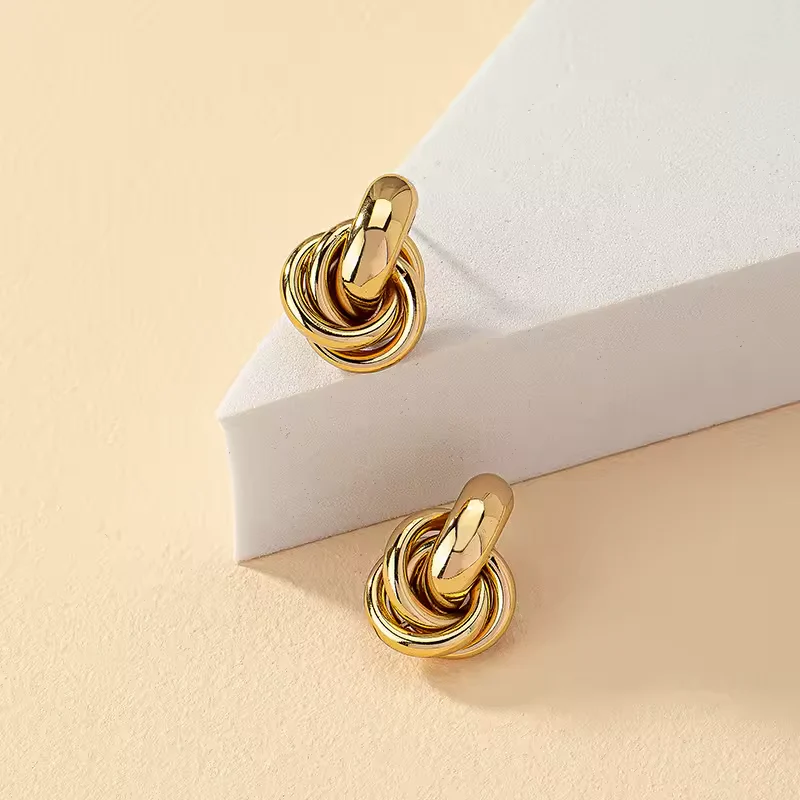 Double Ring Stud Earrings - Image 3