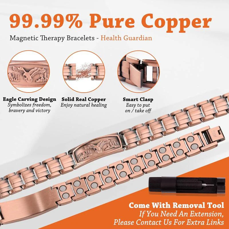 Eagle Emblem Copper Magnetic Bracelet - Image 3
