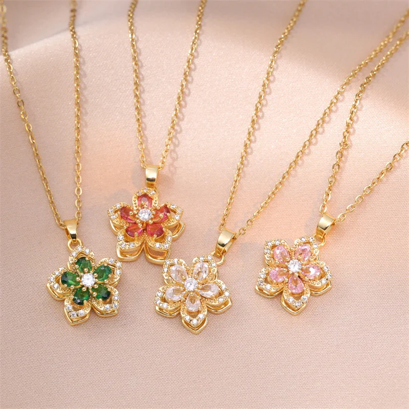 Elegant Rotatable Flower Necklace - Image 5