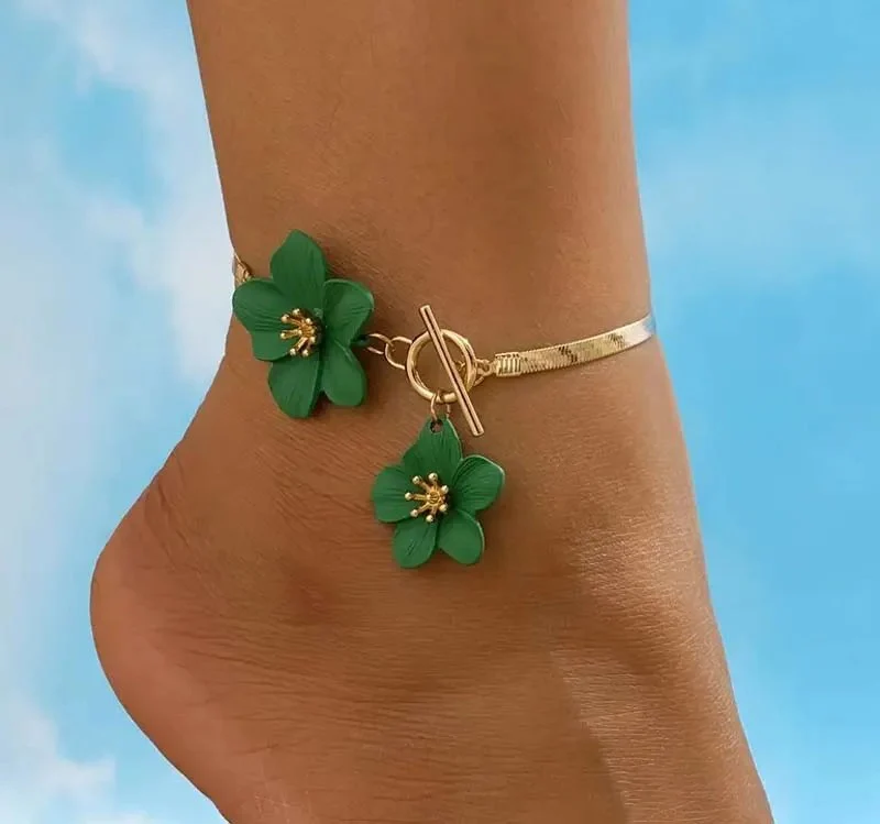 Elegant Twin Flower Anklet - Image 5