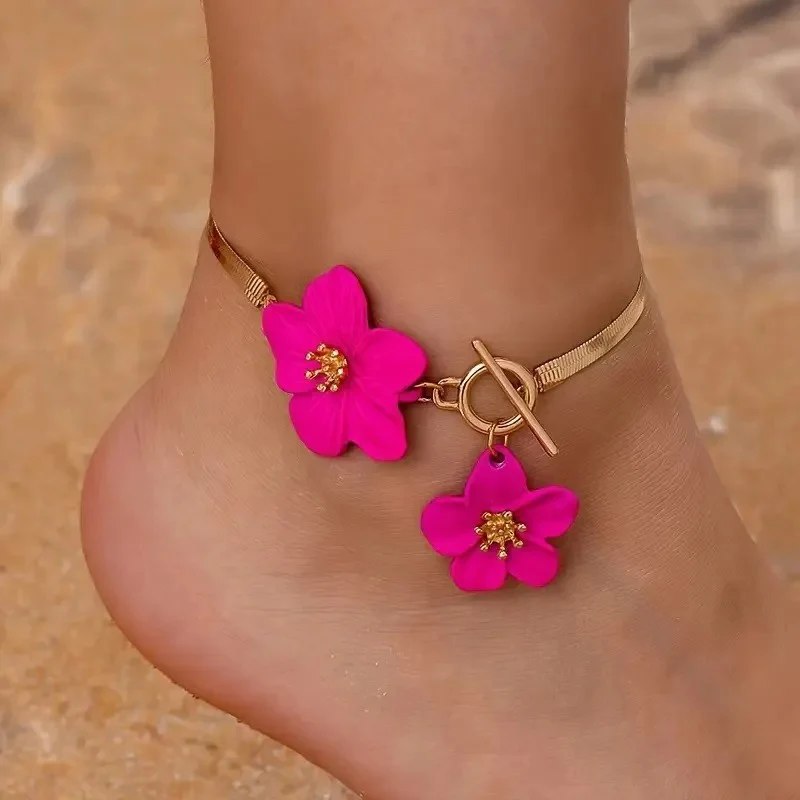 Elegant Twin Flower Anklet - Image 6