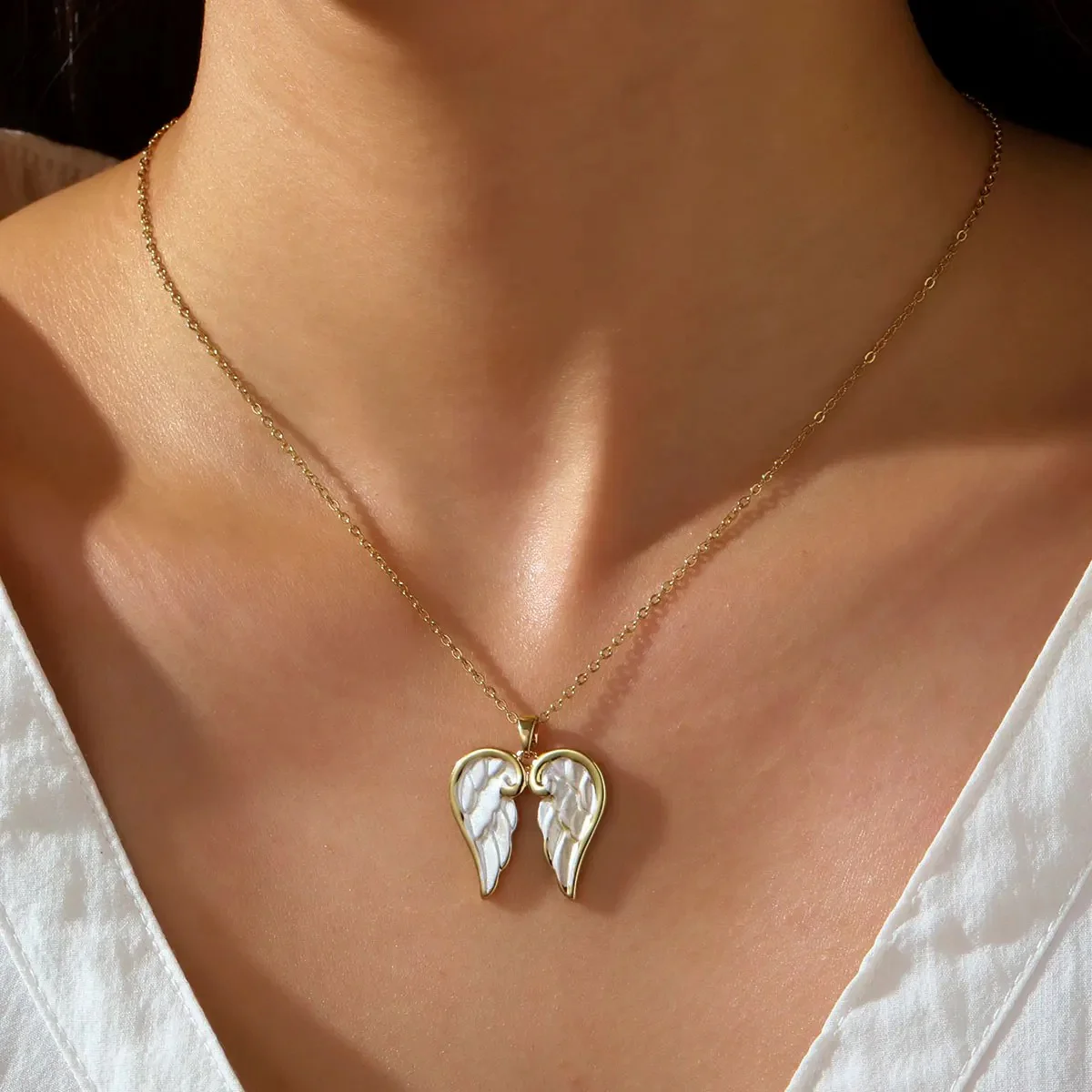 Enamel Angel Wing Necklace - Image 5