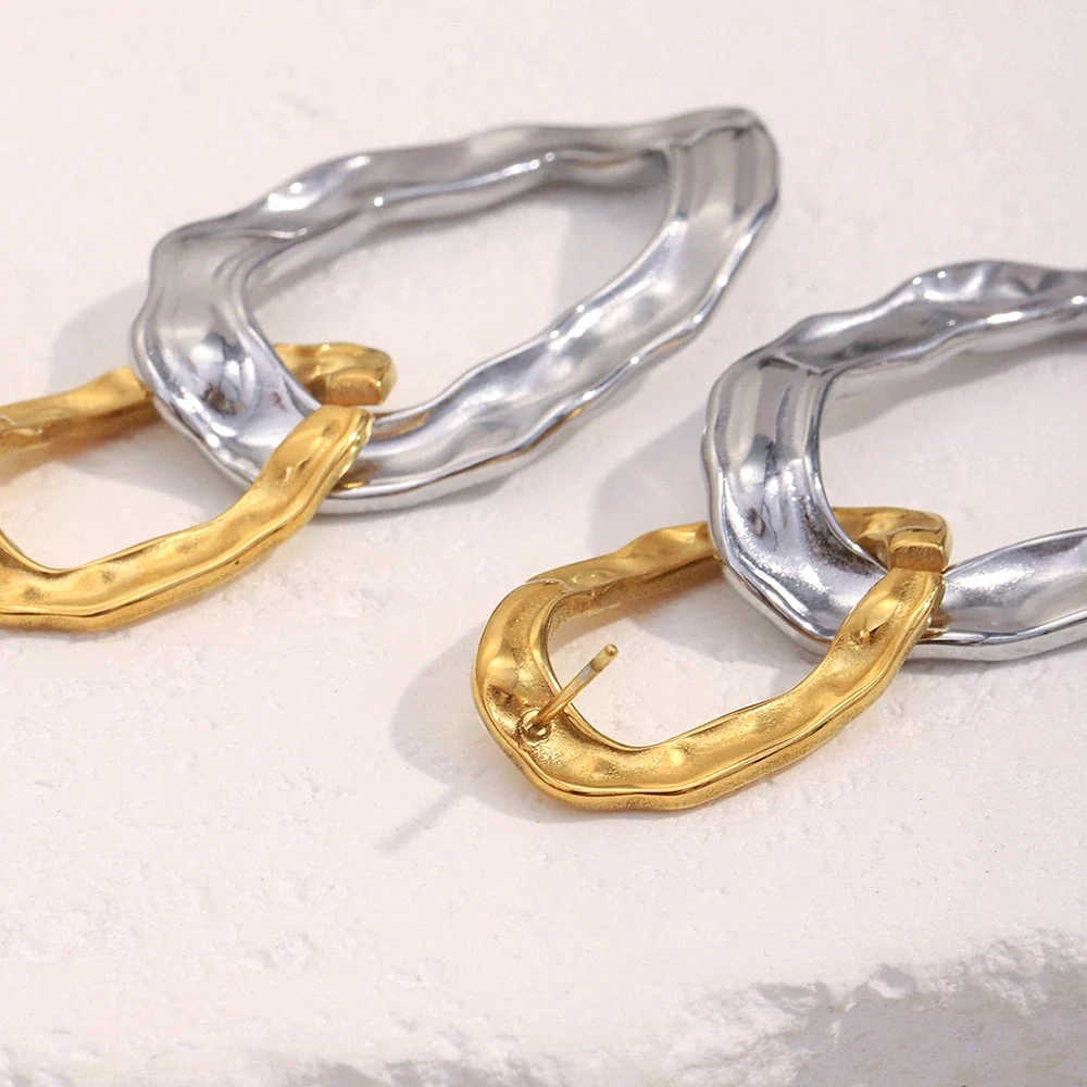 Exaggerated Double Hoops Stud Earrings - Image 6