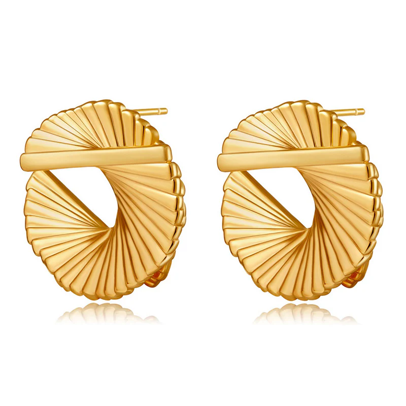 Folded Spiral Stud Earrings - Image 2
