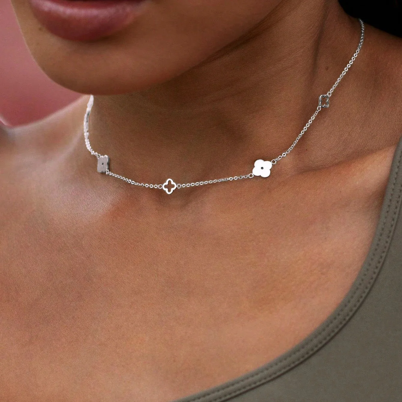 Four Leaf Clover Blossom Necklace - Image 2