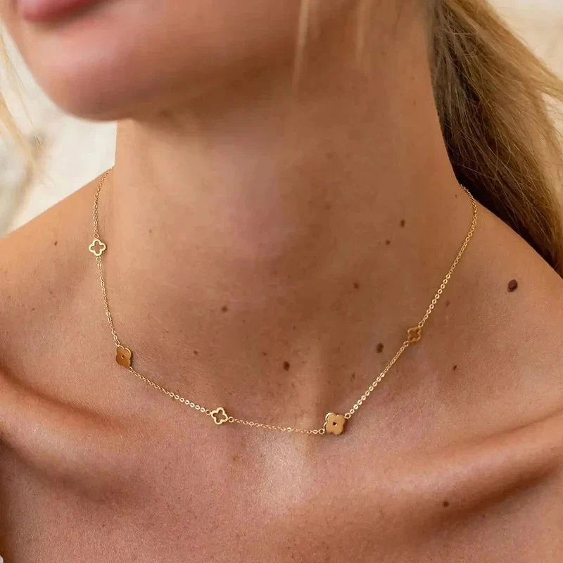Four Leaf Clover Blossom Necklace - Image 4