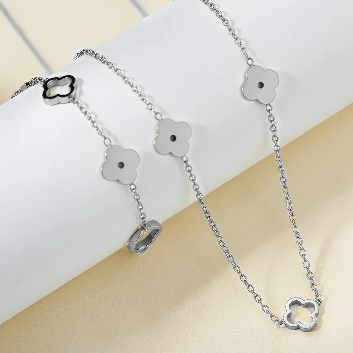 Four Leaf Clover Blossom Necklace - Image 5