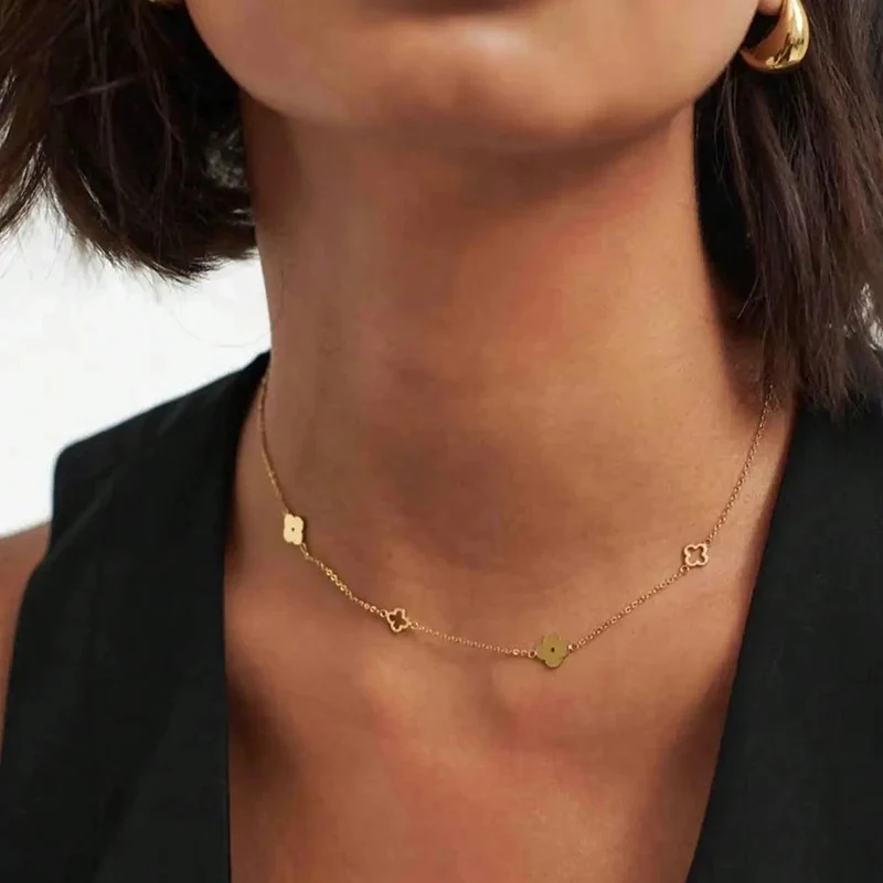 Four Leaf Clover Blossom Necklace - Image 6