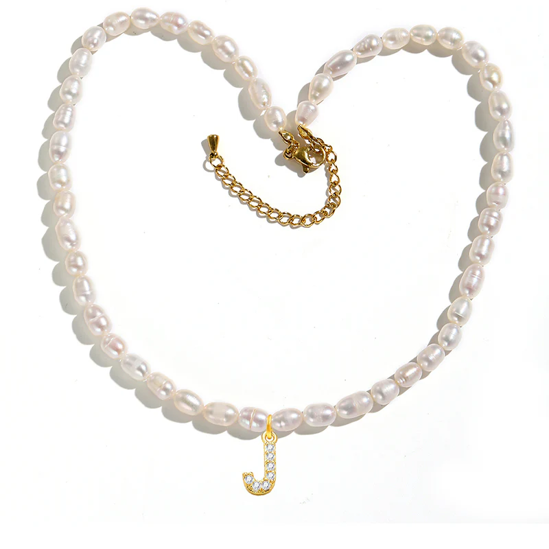 Freshwater Pearl Initial Pendant Necklace - Image 10