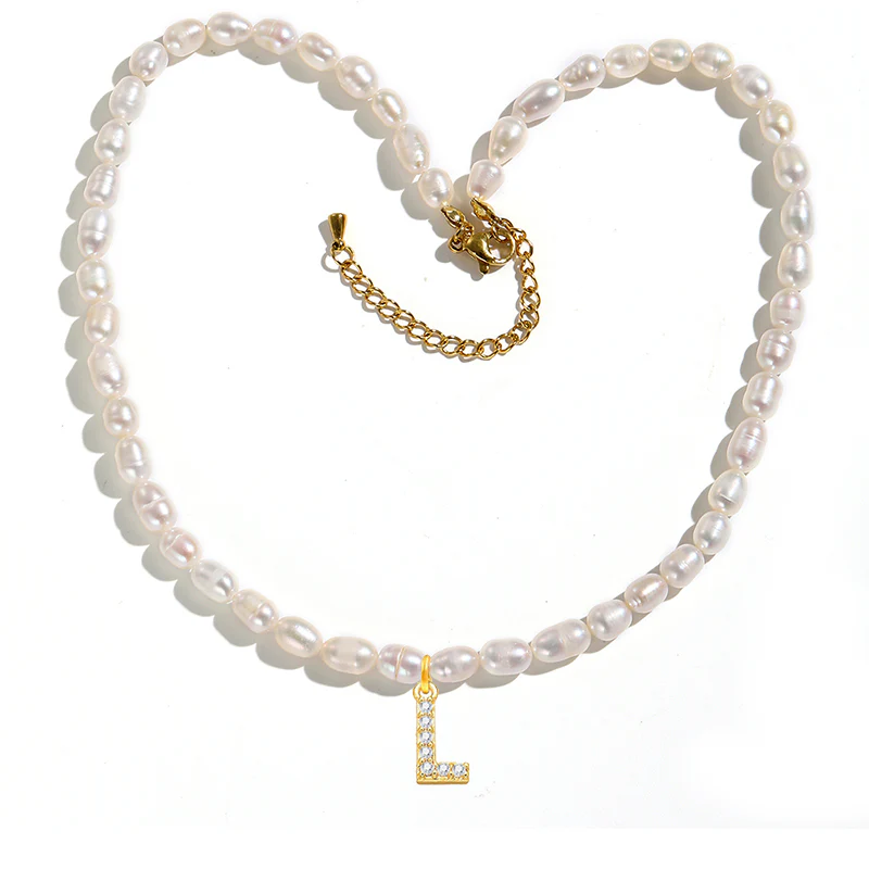 Freshwater Pearl Initial Pendant Necklace - Image 12