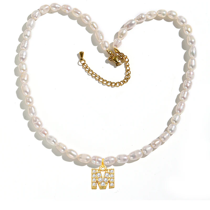 Freshwater Pearl Initial Pendant Necklace - Image 13