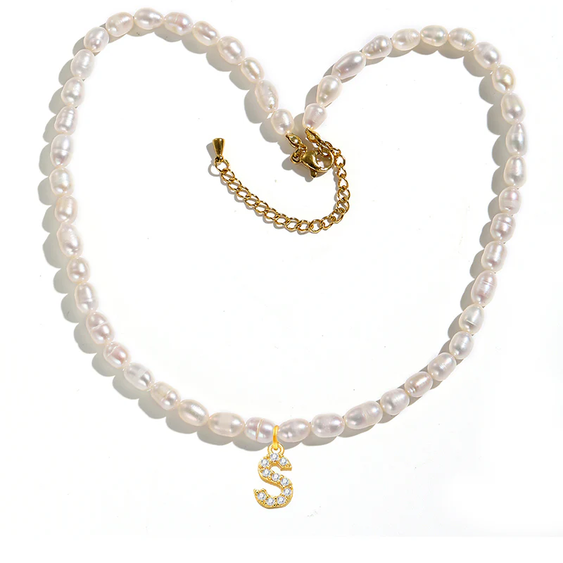Freshwater Pearl Initial Pendant Necklace - Image 19