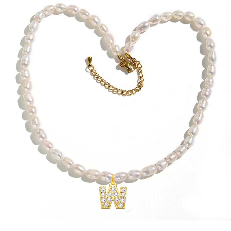 Freshwater Pearl Initial Pendant Necklace - Image 23