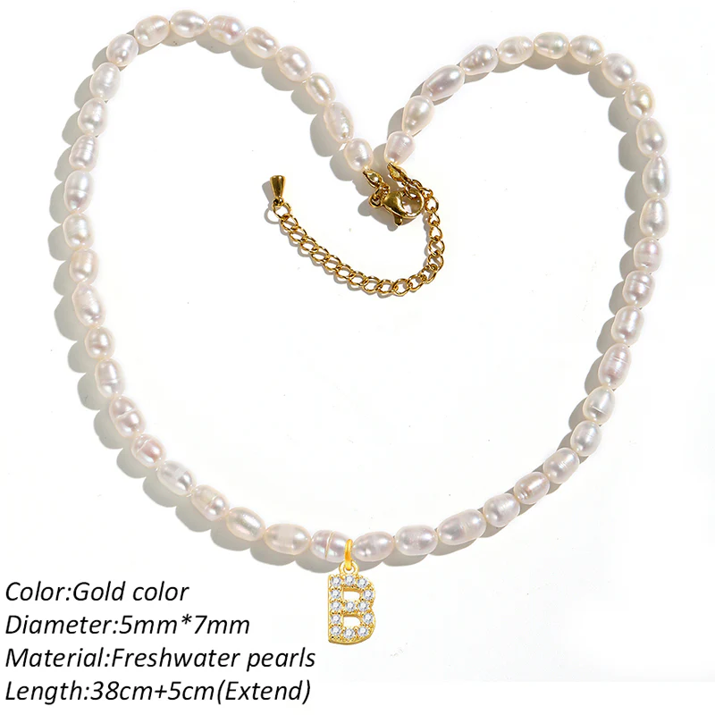 Freshwater Pearl Initial Pendant Necklace - Image 27