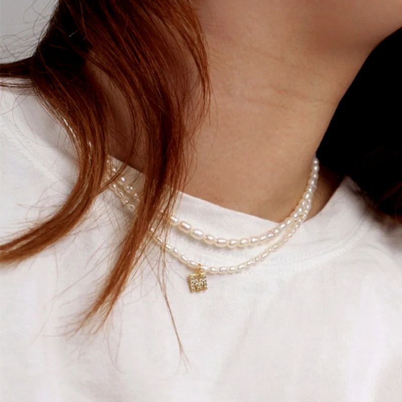 Freshwater Pearl Initial Pendant Necklace - Image 30