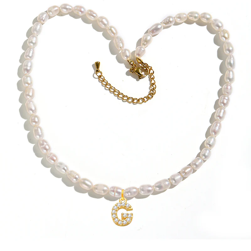 Freshwater Pearl Initial Pendant Necklace - Image 7