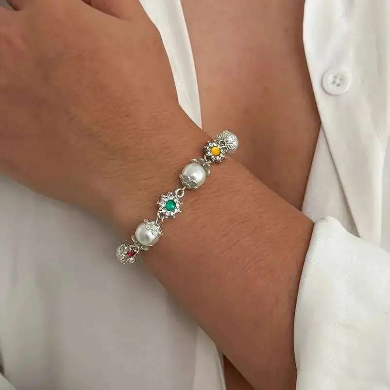 Gemstone Pearl Charm Bracelet - Image 2