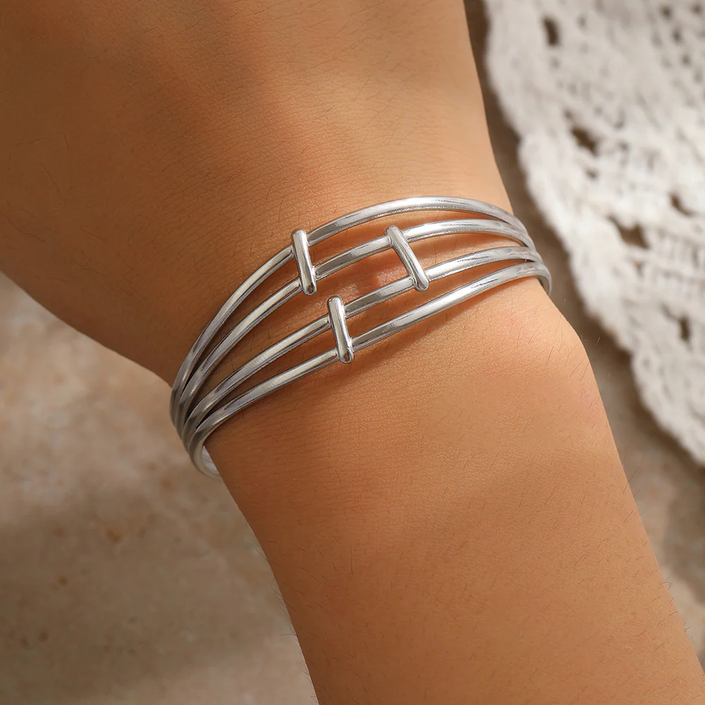 Geometric Cage Cuff Bracelet - Image 2