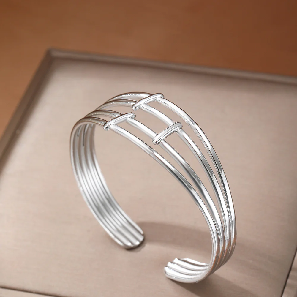 Geometric Cage Cuff Bracelet - Image 3