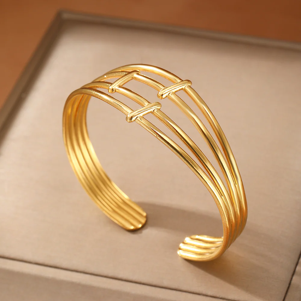 Geometric Cage Cuff Bracelet - Image 4