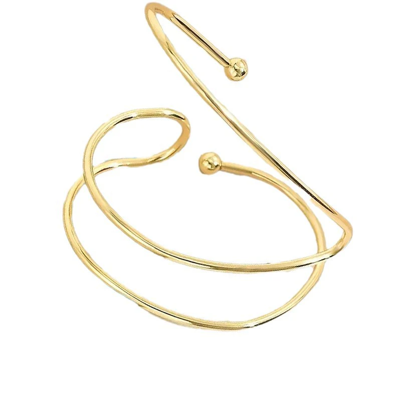 Geometric Gold Wrap Cuff Bracelet - Image 2