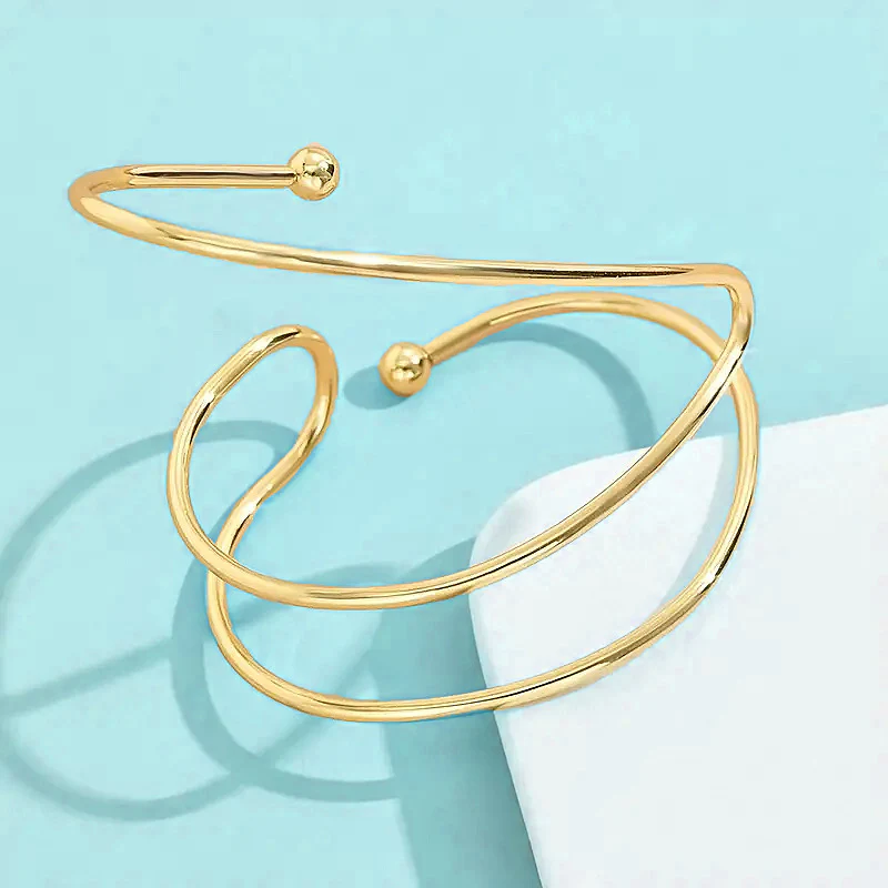 Geometric Gold Wrap Cuff Bracelet - Image 3
